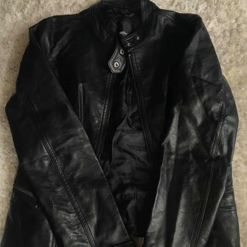 black leather jacket